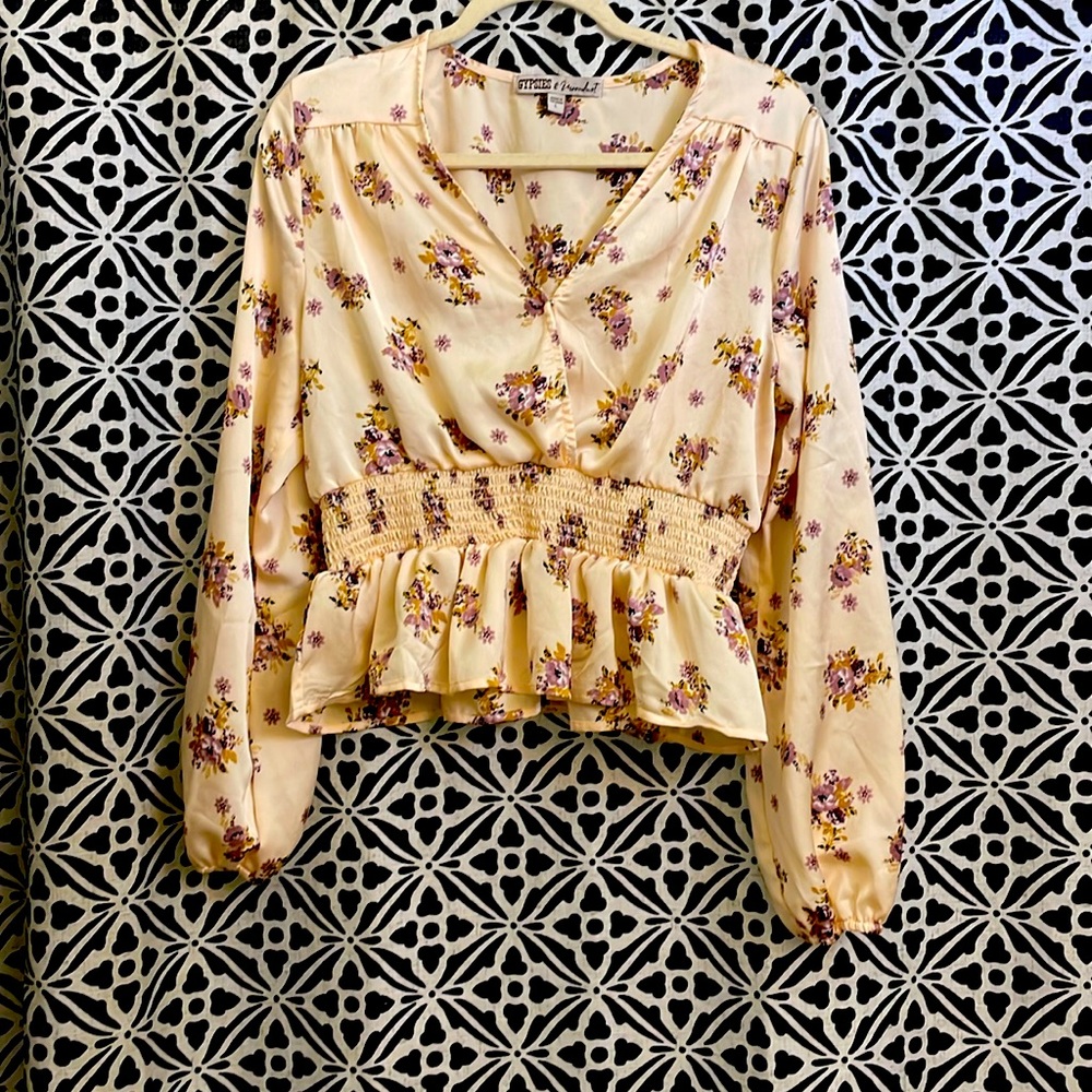 Floral dressy, long sleeve top